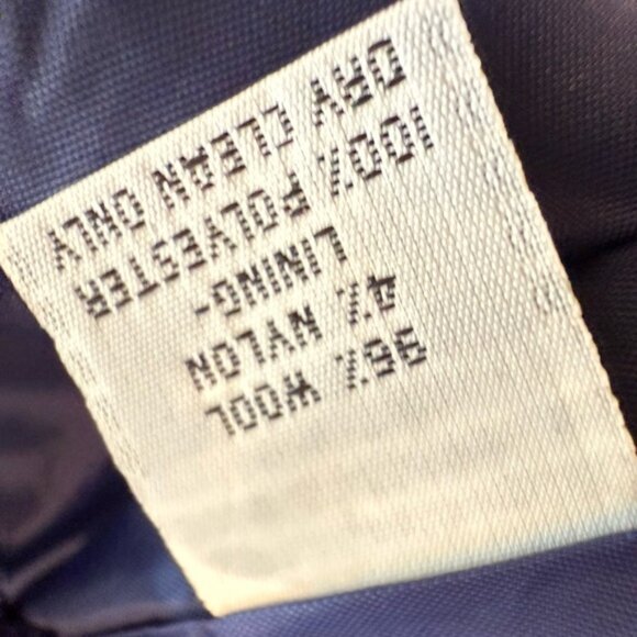 Talbots Royal Blue wool blend pea coat gold button up V neck lined pockets SZ 18 - Picture 8 of 13